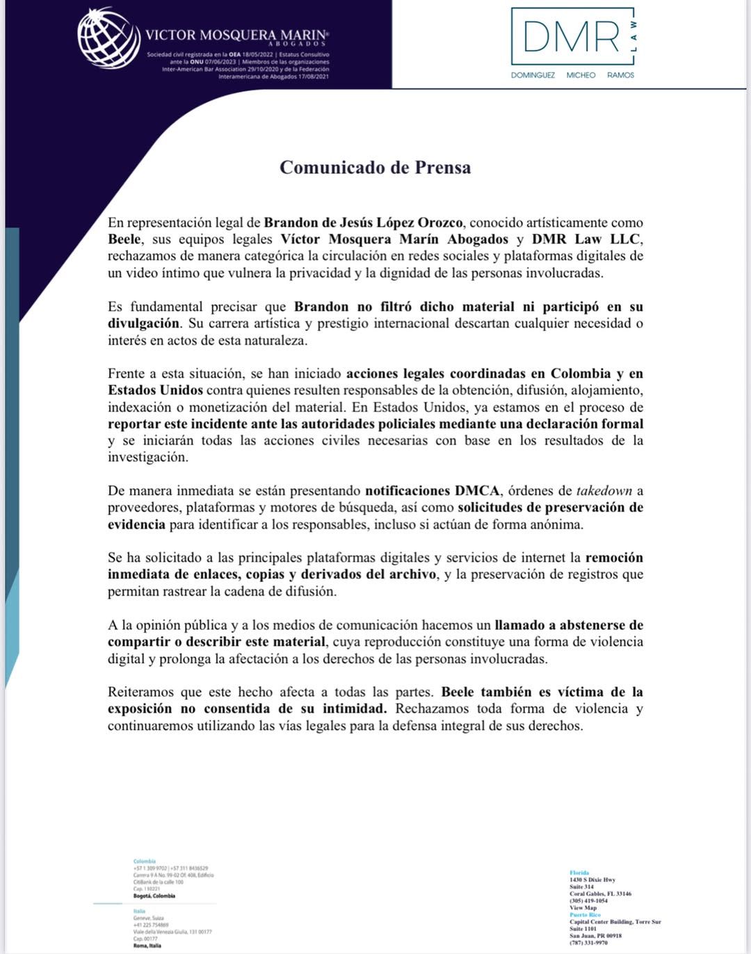 Comunicado abogados Béele