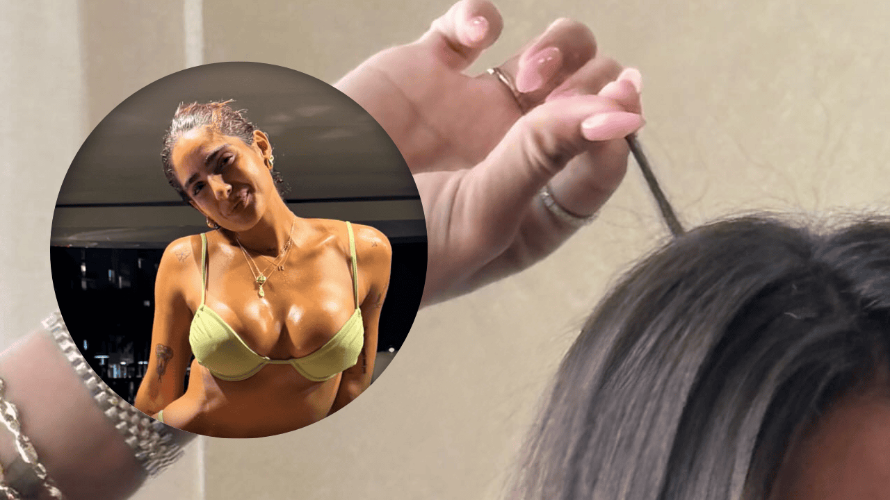 Izquierda: Isabella Ladera. Derecha: la modelo muestra el mechón trasquilado.