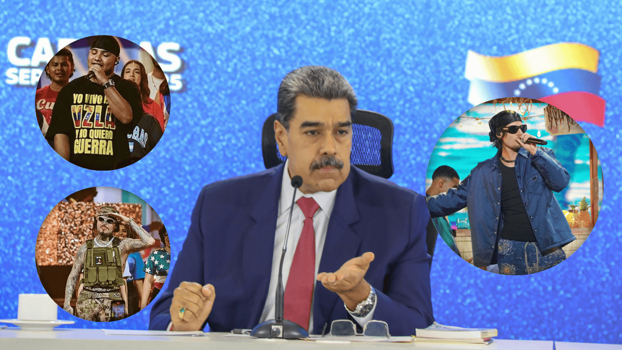 Izquierda: Farruko y Louis BPM. Derecha: Danny Ocean. Centro: Nicolás Maduro.