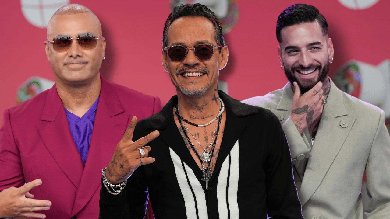 Izquierda: Wisin. Centro: Marc Anthony. Derecha: Maluma