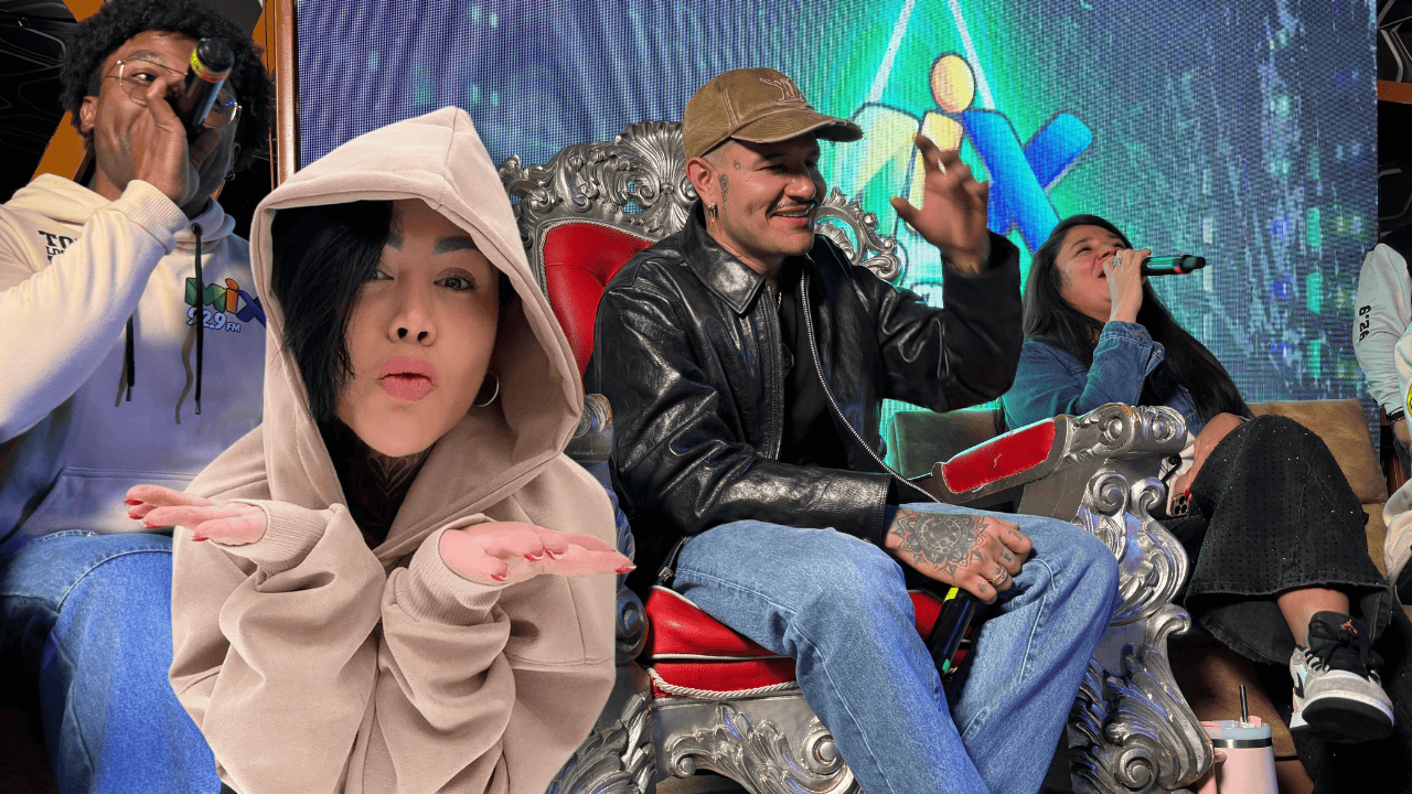 Fondo: equipo de Mix Radio Bogotá y Kapo. Adelante: Yina Calderón